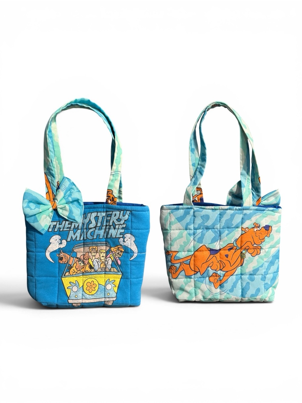 Handmade Blue Scooby-Doo Kids Tote Bag with Bow - Cartoon Mystery Machine